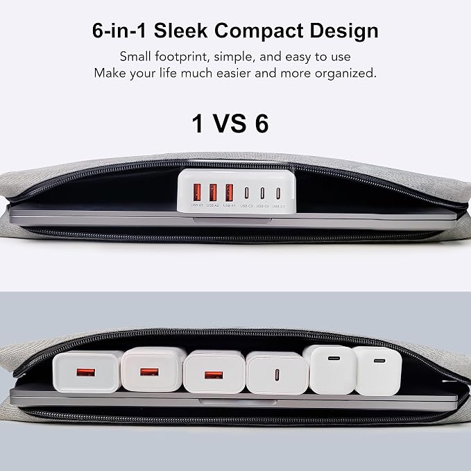 USB C Fast Charger, 100W GaN 6 Port Type C Charging Station Hub Block Cube - Image 7