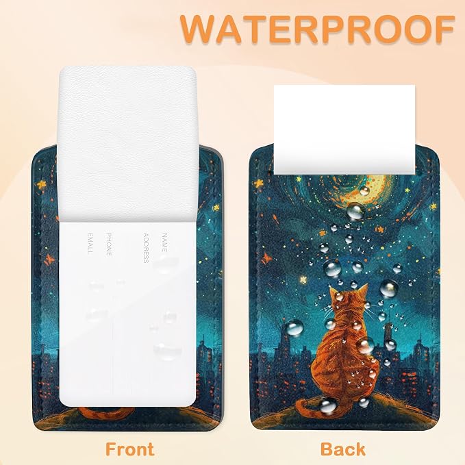 Starry Night Orange Cat 3 Pack PU Leahter Luggage Tag - Image 3