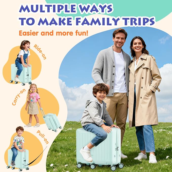 Kids Ride-On Luggage, Foldable Pedal, Hidden Cup Holder & Combination Lock - Image 4