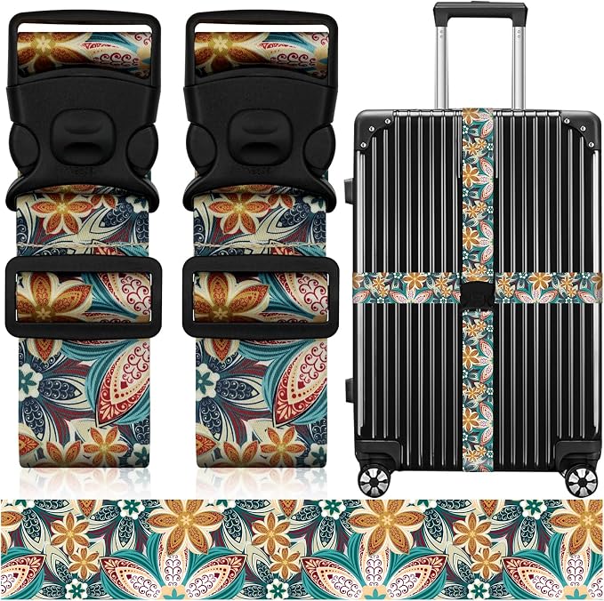 2 Pack Luggage Straps for Suitcases, Adjustable Travel Belt by ZHOMA