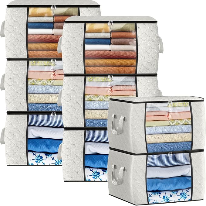 Fab totes 24 Gallons Clothes Storage, Foldable Thick Fabric Blanket Storage Bags by Fabtotes