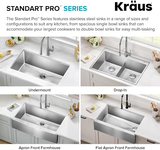Kraus KHU100-32 Standart PRO 16 Gauge Undermount Single Bowl Stainless Steel - Image 16