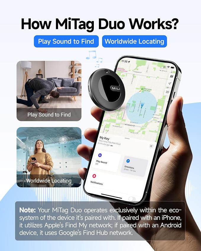 MiTag Duo - Bluetooth Tracker for iOS or Android, Smart Tracking Tag/Key - Image 3