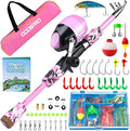 ODDSPRO Kids Fishing Pole Pink, Portable Telescopic Fishing Rod and Reel Combo by ODDSPRO