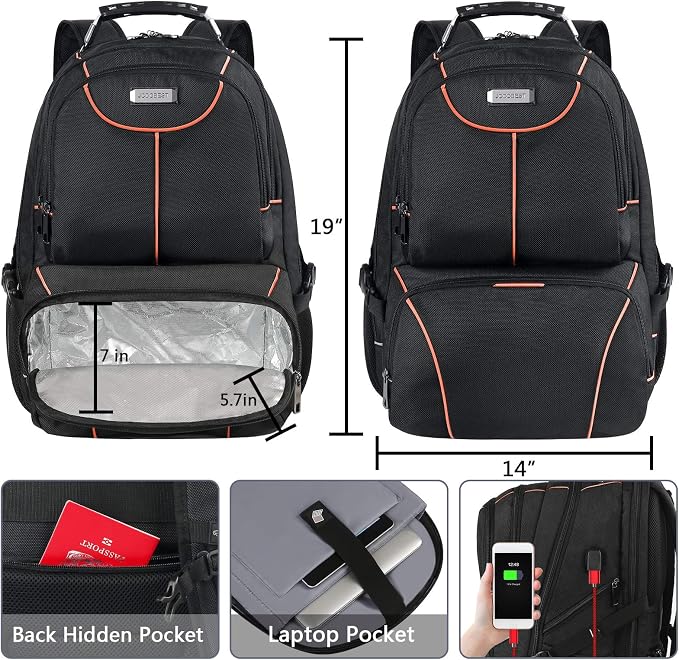 VECKUSON Lunch Bag Backpack, Insulated Cooler Lunch Box, Extra Large 17.3 inch - Image 6