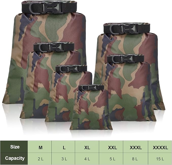 Shappy Waterproof Dry Bag Set 6 Sizes Lightweight Sacks and Long Adjustable - Image 2