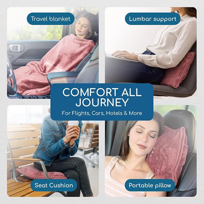 Resty 65"x40" Traveling Airplane Blanket, Velvety Soft Blanket That Becomes a - Image 5