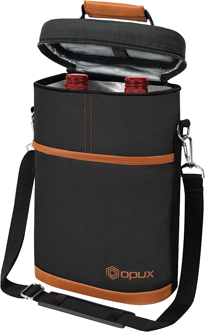 opux 2 Bottle Wine Carrier Tote, Insulated Leakproof Wine Cooler Bag, Wine by OPUX