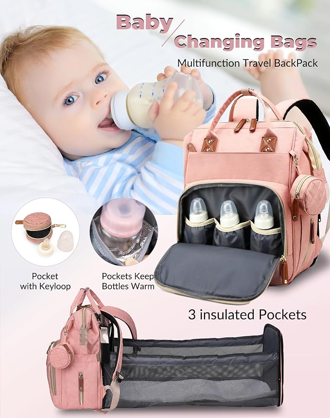 Diaper Bag with Changing Station, Waterproof 3 in 1 Baby Diaper Backpack with - Image 2