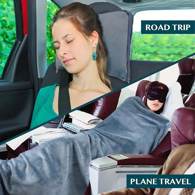PAVILIA Travel Blanket Pillow, Soft Airplane Blanket 2-IN-1 Combo Set, Plane - Image 5