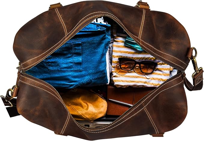 KomalC Leather Duffel Bags for Men and Women Full Grain Leather Travel - Image 6
