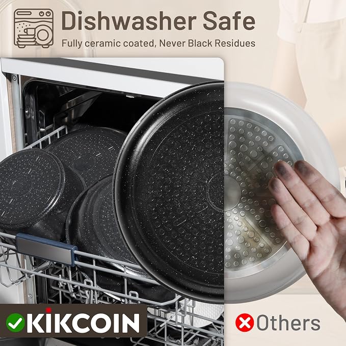 KIKCOIN Ceramic Nonstick Pots and Pans Set - Image 4