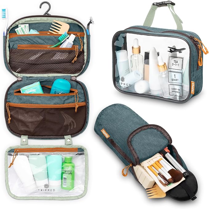 Toiletry Bag Kit Set: Hanging Travel Toiletry Bag + 311 TSA Cosmetic Liquid Bag - Image 7