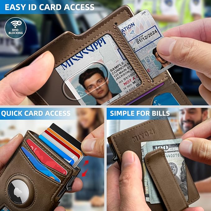 Airtag Wallet for Men, with Money Clip 10 Cards Metal Case Smart Slim Pop Up - Image 5