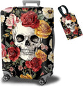Luggage Cover Suitcase Protector Plus 1 Luggage Tag, Sugar Rose Skull Travel by BWEGRHE
