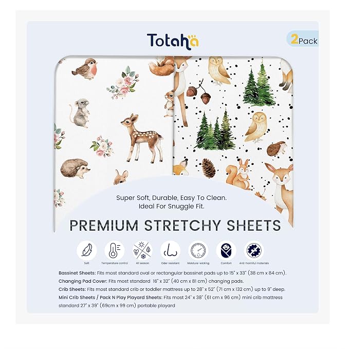 TotAha Premium Soft Graco Pack n Play Sheets Fitted, Super Stretchy Jersey Knit by TotAha%7CUnitedStates