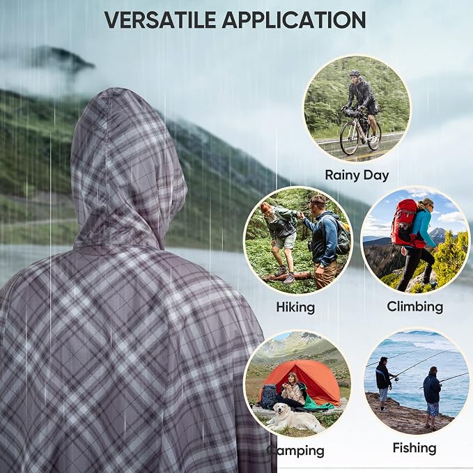 PTEROMY Hooded Rain Poncho for Adult - Image 6