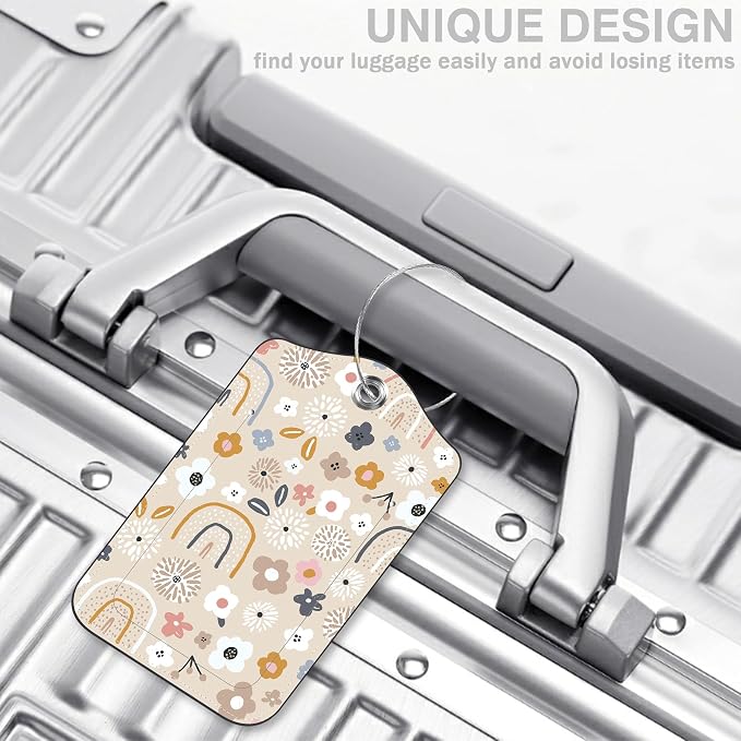 2 Pack Luggage Tags for Suitcases Boho Rainbow Flower Leather Luggage Tags - Image 5