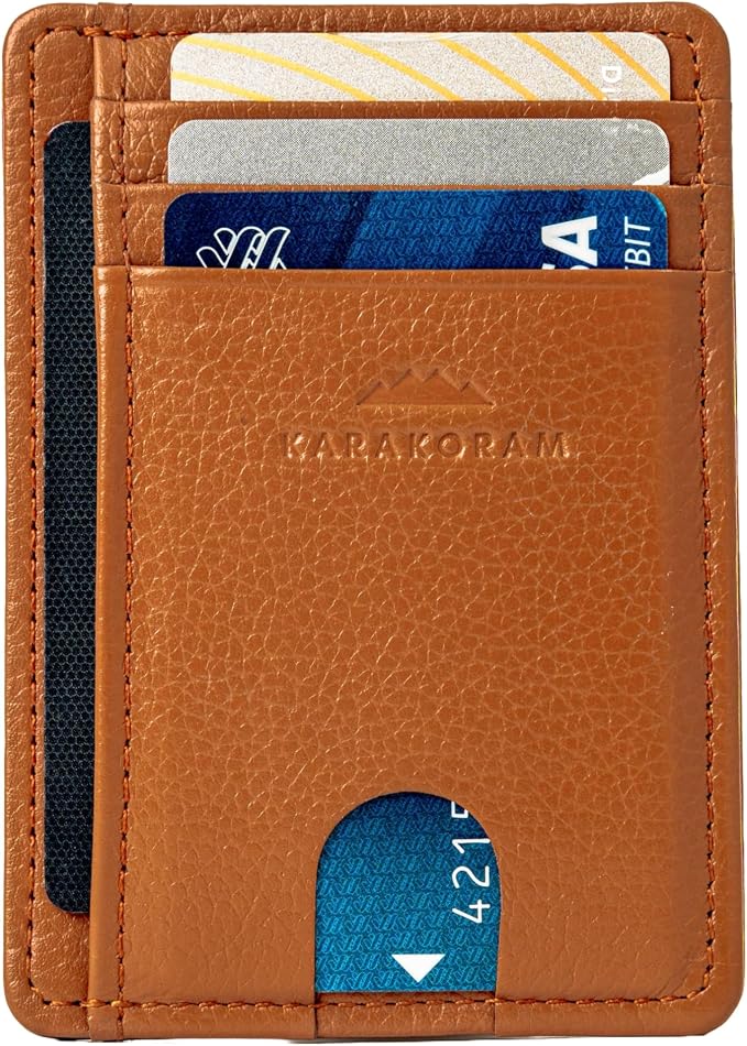 KARAKORAM Vertical Handcrafted Premium Leather Front Pocket Credit Card Holder - Image 2