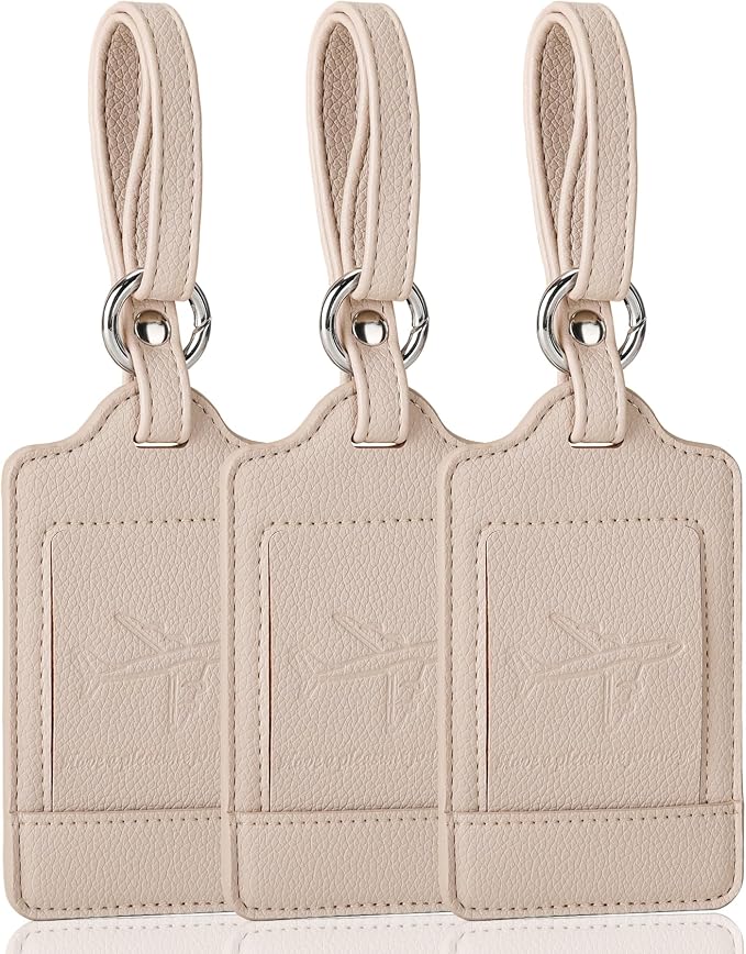 Teskyer Luggage Tags, 3 Pack Premium PU Leather Luggage Tags by TESKYER