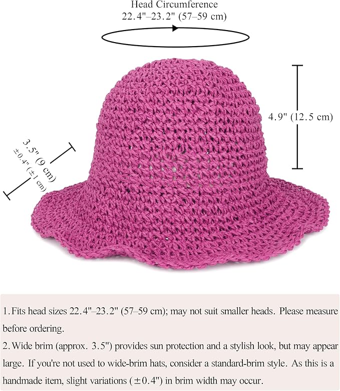 Womens Wide Brim Straw Sun Hat Foldable Floppy Crochet Beach Hat - Image 7