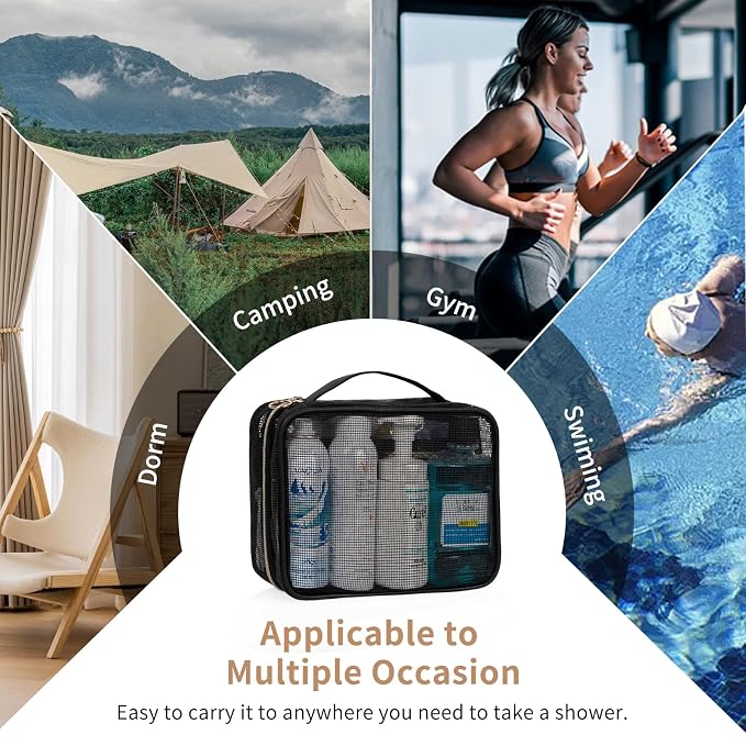 CUBETASTIC Mesh Shower Bag, Hanging Travel Toiletry Bag - Image 2