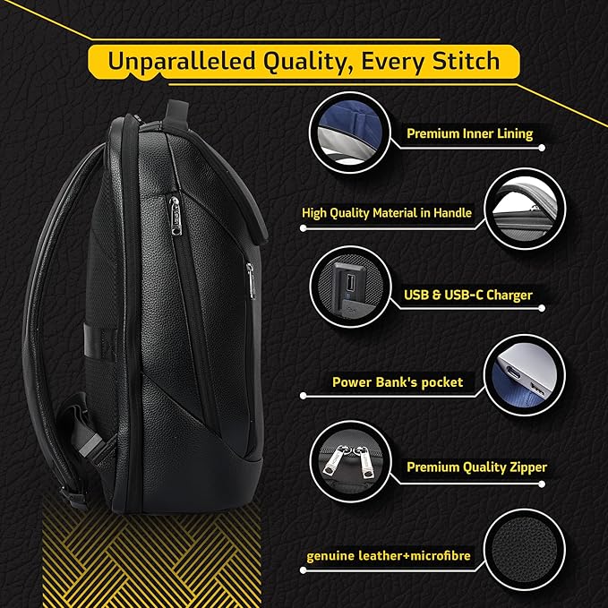 Durable Leather Laptop Business Backpack Perfect - Image 4