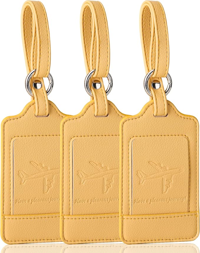 Teskyer Luggage Tags, 3 Pack Premium PU Leather Luggage Tags by TESKYER
