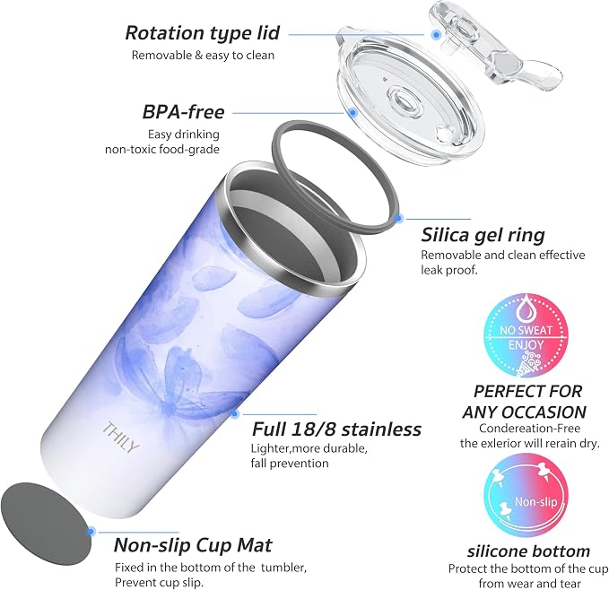 THILY Stainless Steel Vacuum Insulated Tumbler Travel Mug 26 oz Coffee Cup - Image 4