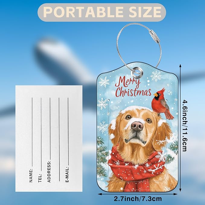 Set of 2 Christmas Dog and Red Cardinal Luggage Tags - Image 2