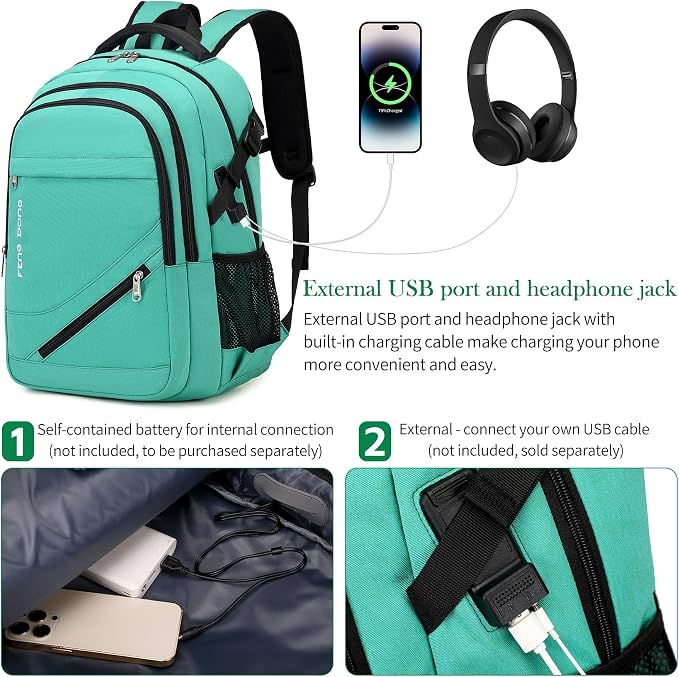 FENGDONG 17.3 inch Large Laptop Backpack Durable Waterproof Travel College - Image 5