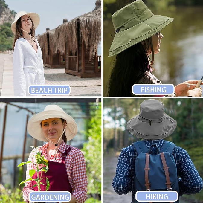 Sun Hats for Women Men UV Protection Wide Brim Bucket Hat - Image 6