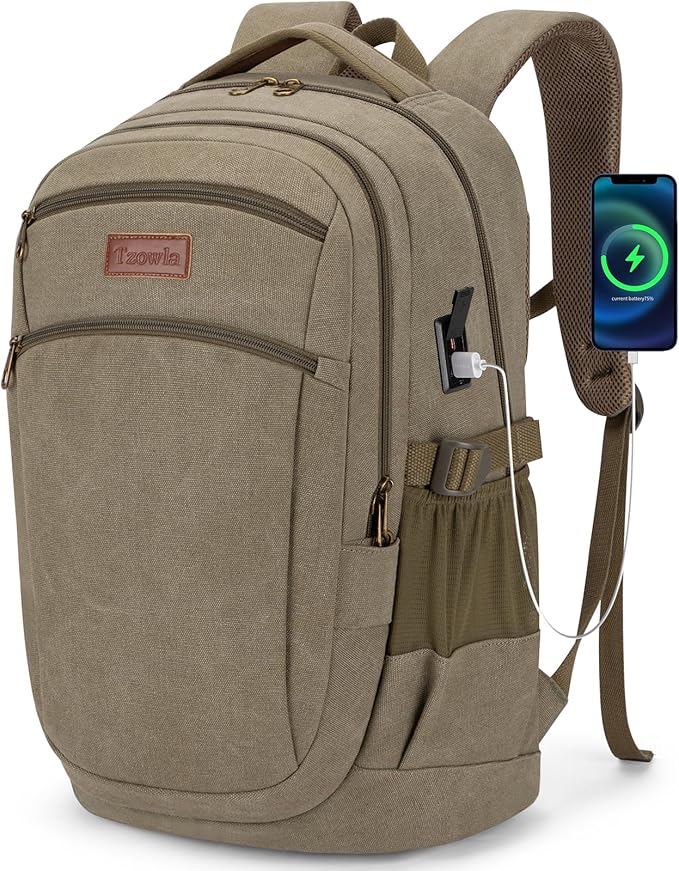 Tzowla Vintage Canvas Laptop Backpack by Tzowla