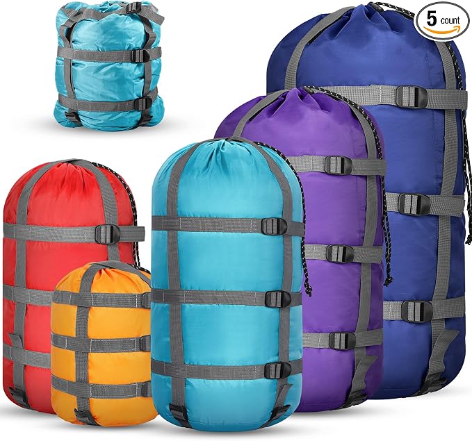 5 Pack Compression Stuff Sack 5 Assorted Size Sleeping Bag Stuff Sack by SilTriangle