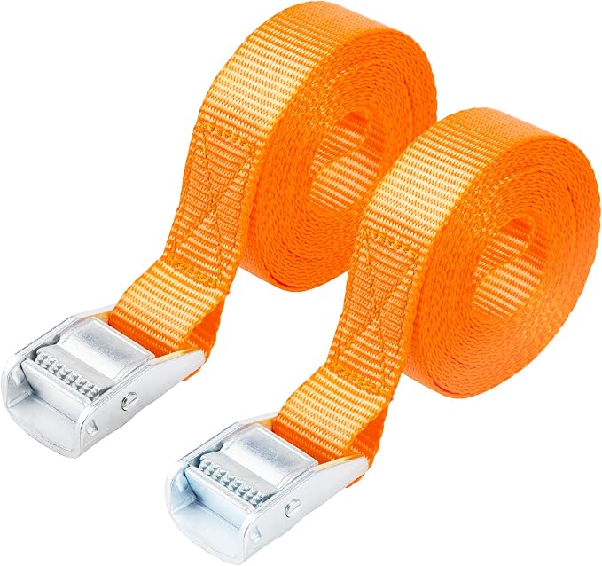 Cartman 1" x 12' Lashing Straps Cargo Tie-Down Strap Up to 600lbs, 2pk Orange by CARTMAN