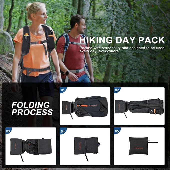 FIORETTO 20L Hiking Backpack for Women Men Mini Packable Backpack Lightweight - Image 6