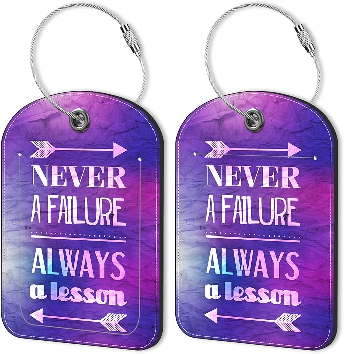 2 Pack PU Luggage Tags for Suitcase, Inspirational Quote Suitcase Tag Leather by Unknown
