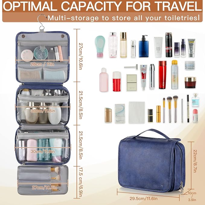 Elviros Hanging Toiletry Bag for Men Travel Essentials 3-in-1 Large Waterproof - Image 5