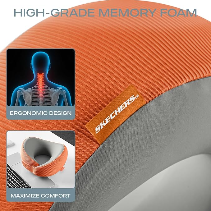 Skechers Women's Memory Foam Neck Pillow, Comfortable & Breathable Travel Pillow - Image 8