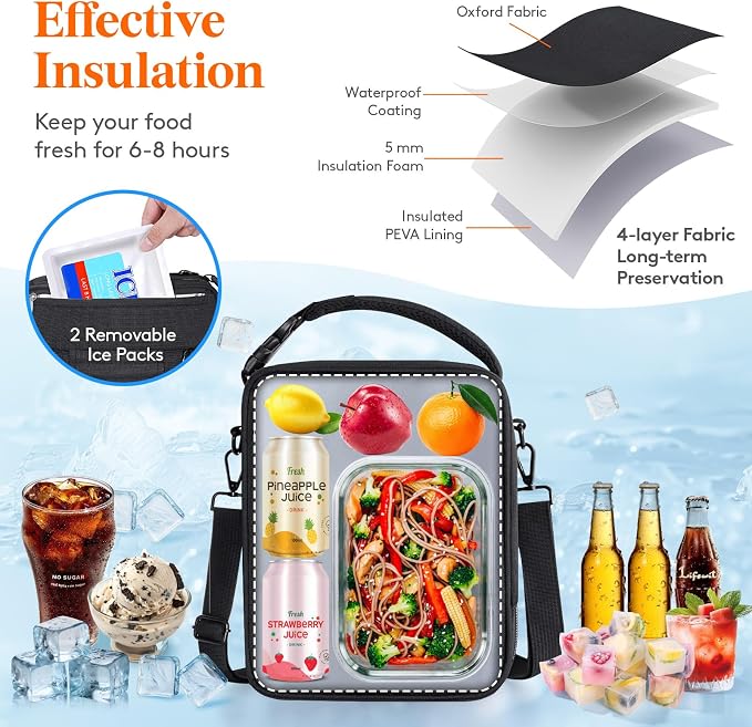 Lifewit Insulated Lunch Box for Men, Expandable Cooler Bag, Freezable Lunch Bag - Image 2