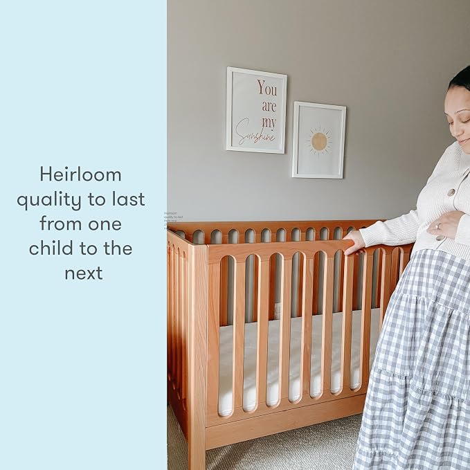 Newton Baby Galileo Standard Crib, Solid Beech Wood in Chestnut Color, 3-in-1 - Image 8