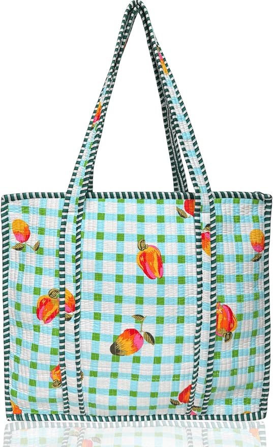 Cotton Quilted Tote Bag for Women – Large Beach & Travel Tote by ThirdEyeExport