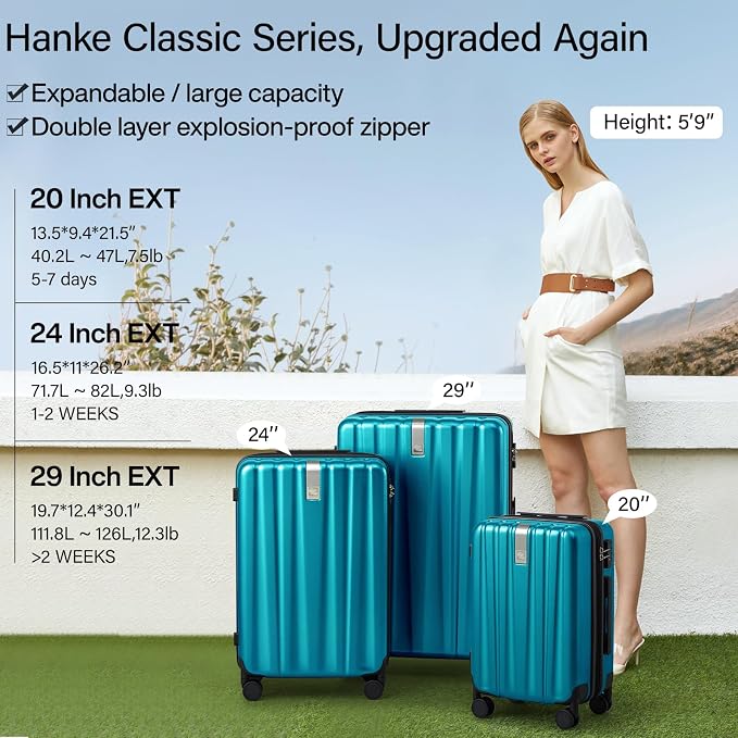 Hanke 24 Inch Expandable Checked Luggage Lightweight PC Hard Case Luggage - Image 2