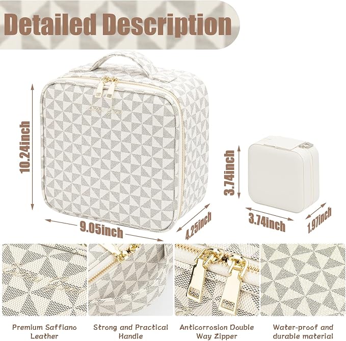 Makeup Travel Train Case with Mirror LED Light 3 Adjustable Brightness Large - Image 5