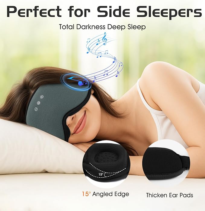Bluetooth Sleep Mask, 2 in 1 Bamboo Cotton 3D Sleeping Headphones - Image 7