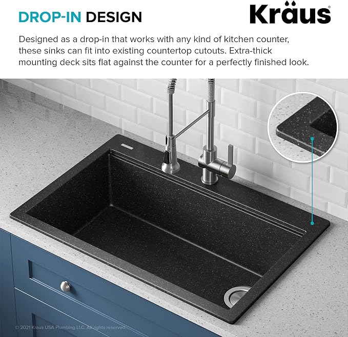 KRAUS Bellucci Workstation 33" Single Bowl Granite Kitchen Sink in Metallic - Image 8