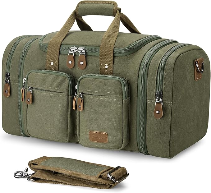 Gonex Canvas Duffle Bag for Travel, Expandable Water Resistant 50L Carry on by Gonex