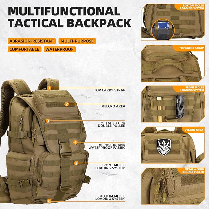 50L Military Tactical Backpack Hiking Waterproof Backpack Large Military Pack 3 - Image 4