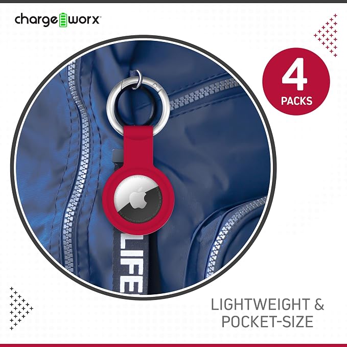 CHARGEWORX Air Tag Holder 4-Pack – Silicone Protective Keychain Holders - Image 4