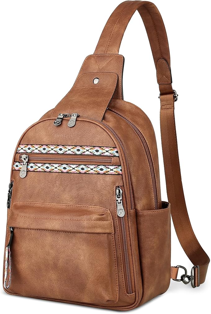 FADEON Large Sling Bag for Women, Leather Crossbody Purse Designer Anti Theft - Image 9